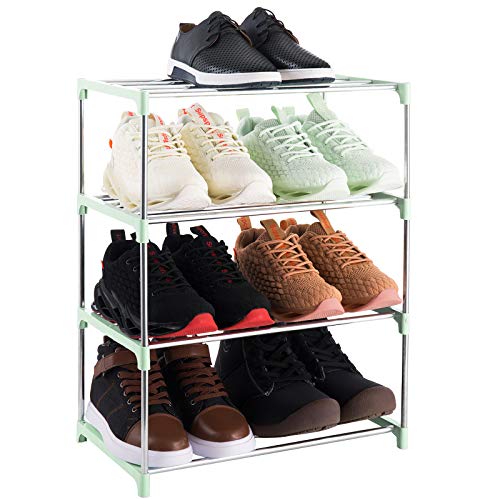 Xerhnan kleines Schuhregal mit 4 Ebenen, Schuhablage Für Bis Zu 8 Paar Schuhe für Eingang/Schrank für platzsparende Aufbewahrung (grün) von Xerhnan