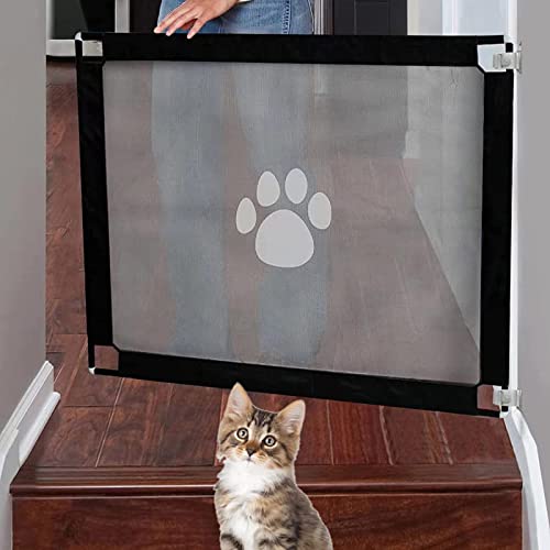 Hundebarrieren Hunde Türschutzgitter Treppenschutzgitter Ohne Bohren AbsperrgitterHund,Magic Gate für Haustiere, Hunde und Katze(100x80cm) Schwarz von Szjinbao