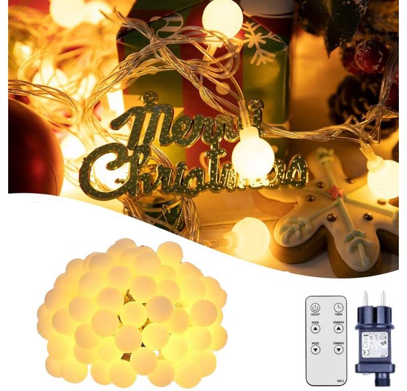 XERSEK LED-Lichterkette Kugel Warmweiß 10 Modi Memory Timer Außen Innen Weihnachtsbeleuchtung, 150-flammig, mit Stecker, IP44, 31V, fur Party Dekor, Kinderzimmer, Balkon XERSEK LED-Lichterkette Kugel Warmweiß 10 Modi Memory Timer Außen Innen Weihnachtsbeleuchtung, 150-flammig, mit Stecker, IP44, 31V, fur Party Dekor, Kinderzimmer, Balkon von Xersek