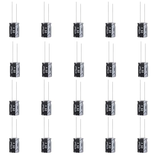 20 Stück Kondensatoren 25V 470µF Elkos Kondensator, 25V 470µF Aluminium Elektrolytkondensator für verschiedenen elektronischen Anwendungen eingesetzt Haushaltsgeräte und Schaltnetzteile (25V 470UF) von Xerteam