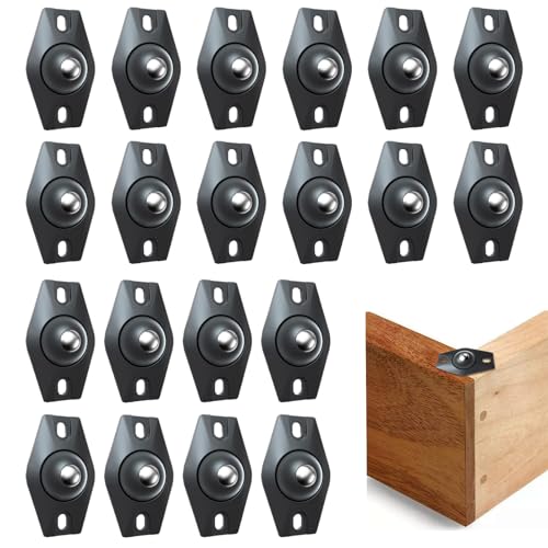 20 Stück Kugelrollen, Mini Rollen Kugelrollen Selbstklebend 360° Möbelrollen klein, Kugelrollen für möbel, Mini-Universalrollen für Abfalleimer, Mülltonnen, Küchenutensilien, Kleinmöbelrollen(Schwarz) von Xerteam