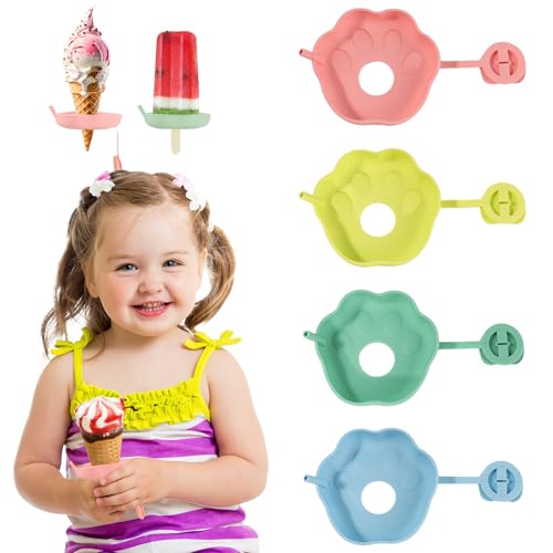 4 Stück Eiscreme-Halter, tropffreie Silikon-Halter mit zwei Verwendungsmöglichkeiten, wiederverwendbarer Eistütenhalter für Kinder, Eiscreme-Halter für Sommerpool und Partys im Freien (blau, rosa von Xerteam