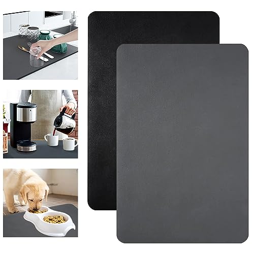 Abtropfmatte, 2 Pcs Kaffeematte 16"×12" Super Saugfähige Abtropfmatte, Rutschfest Kaffeemaschine Unterlage Schnelltrocknend Abtropfmatte Geschirr für Küche Schalter Bar Arbeitsplatte (Schwarz & Grau) Abtropfmatte, 2 Pcs Kaffeematte 16"×12" Super Saugfähige Abtropfmatte, Rutschfest Kaffeemaschine Unterlage Schnelltrocknend Abtropfmatte Geschirr für Küche Schalter Bar Arbeitsplatte (Schwarz & Grau) von Xerteam
