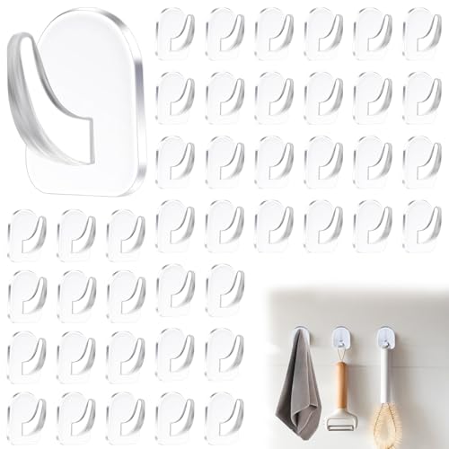 Xerteam 80 Stück Klebehaken Klein, Weiß, Durchsichtig, Klebehaken Extra Stark, Ohne Bohren, Klebehaken Transparent, Haken Selbstklebend Wandhaken mit 80 Selbstklebende Stickers von Xerteam