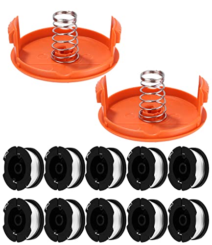 14 Stück Rasentrimmer Spule Für Black Decker Rasentrimmer, A6481 A6485 Trimmer Fadenspule Für Black und Decker Rasentrimmer, Trimmer Spule AF100 (10 Ersatzspulen + 2 Kappe + 2 Feder) von Xespis