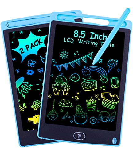 2 Packs LCD Schreibtafel für Kinder,Zaubertafel 8,5 Zoll, Bunter Bildschirm, Löschbarem Handschrift Block, Pädagogisches Spielzeug ab 2 3 4 Jahre Mädchen Jungen Geschenk Blau+Blau von Xespis