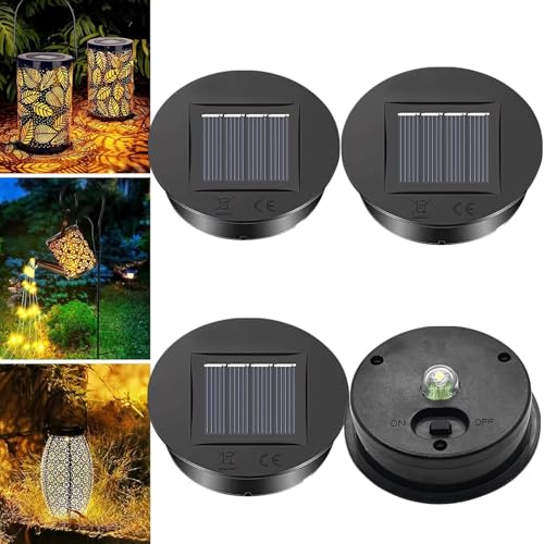 4 Stück Solarleuchten Ersatzteile, 8cm Solarleuchten Ersatz Mit Warmes Licht LED, IP55 Wasserdicht Solarlampen Für Außen, Einfache Installation Ersatz Solarmodul Für Gartenleuchte von Xevinas