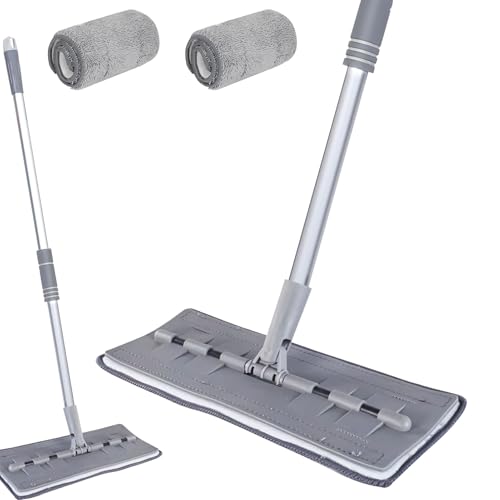 Bodenwischer, Bodentwischer Set Mit Auswringfunktion, 280° Drehkopf FüR Ecken, Wischmopp Inkl. 2 Mikrofaser-TüChern Mopp Zum Bodenwischen, FüR Fliesen, KüChe, Bad, BüRo (B) von Xevinas
