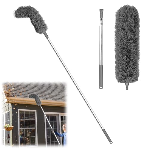 Dachrinnenreiniger, 30 Cm DachrinnenbüRste Mit 45-220cm Edelstahl Teleskopstange, Verstellbare Dachrinnen Reinigung, Dachrinnenreiniger Mit Teleskopstiel Zum Reinigen Von Laub, Schnee, Schmutz (A) von Xevinas