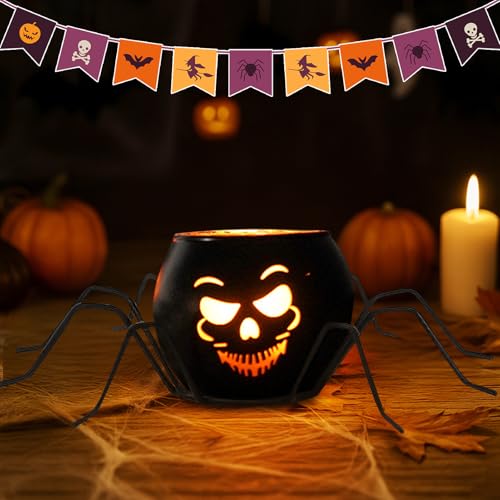 Halloween Deko Kerzenhalter, Spinne Gespenster Deko Halloween KerzenstäNder, Metall h-alloween Teelichthalter Mit 2 GrößEn, Ideales H-allowee-n Dekorationen Geschenk (B) von Xevinas