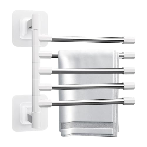 Handtuchhalter Ohne Bohren, Rotatable 180 Grad 5 Armig Towel Holder, Edelstahl Handtuchhalter Wand BadzubehöR, Geschirrtuchhalter KüChe handtuchhalter HeizköRper FüR KüChe, Wc, Garderobe Und Bad von Xevinas