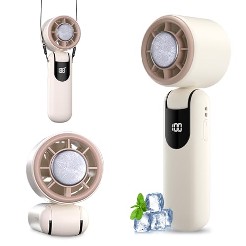 Handventilator, 3-in-1 Tragbarer Mini Ventilator Mit ICE Ultra Halbleiterkühlung, Handventilator Akku Aufladbar, 5 Modi Faltbaren Usb Ventilator Mit Ein Seil, Hand Ventilatoren Für Outdoor (A) von Xevinas