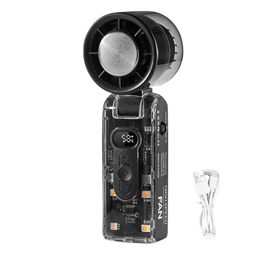 Handventilator, Mini Ventilator Mit LED Licht Turbo Lüfter Und Eiskühlung, 100 Stufen Einstellbar, 90° Faltbar Handventilator Akku Aufladbar, Transparentes Gehäusedesign Ventilator Klein Für Outdoor Handventilator, Mini Ventilator Mit LED Licht Turbo Lüfter Und Eiskühlung, 100 Stufen Einstellbar, 90° Faltbar Handventilator Akku Aufladbar, Transparentes Gehäusedesign Ventilator Klein Für Outdoor von Xevinas