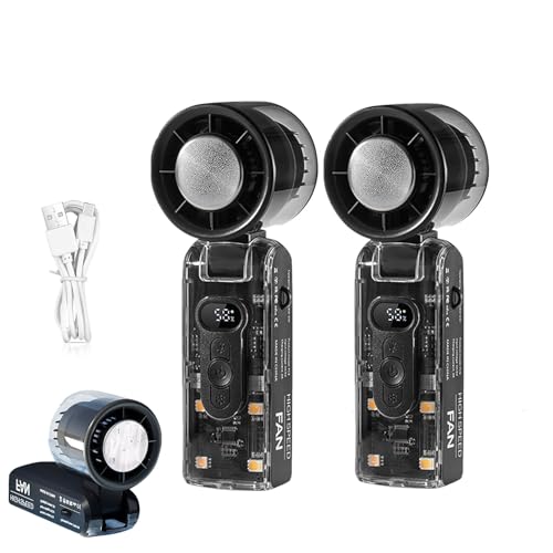 Handventilator, Mini Ventilator Mit LED Licht Turbo Lüfter Und Eiskühlung, 100 Stufen Einstellbar, 90° Faltbar Handventilator Akku Aufladbar, Transparentes Gehäusedesign Ventilator Klein Für Outdoor von Xevinas