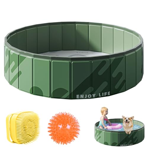 Hundepool 80 X 20 cm, Hundebadewanne Mit Hundespielzeug Und Hundebürste, Faltbare Verdickt PVC Planschbecken Kinderpool Für Große & Kleine Hunde, Verschleißfest Haustier Duschbecken von Xevinas