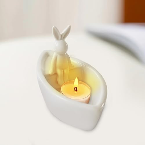 Osterndeko Teelichthalter, Kerzenständer Tischdeko Aus Hochwertigem Keramikmaterial, Kaninchen-, Frosch- Und Eichhörnchenformen Kerzen Deko Für Ostergeschenke Erwachsene Cute Room Decor von Xevinas