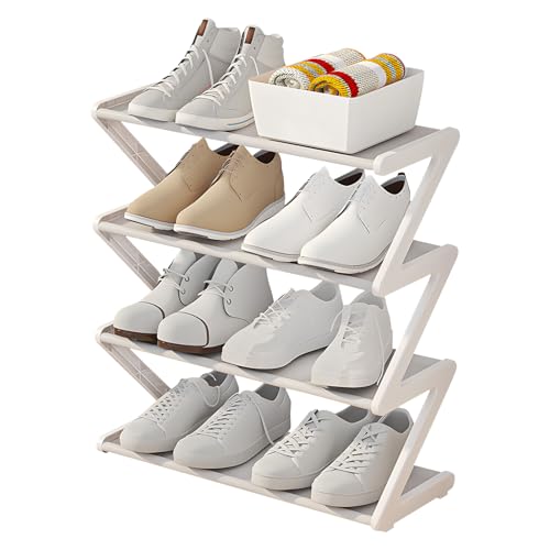 Schuhregal | Schuhregal Platzsparend | Schuhregal Klein | 3-Stöckiges Kleines Schuhregal, Stabiles, Schmales Schuhregal, Aufbewahrungs-Organizer Für Flur, Schnelle Montage (42 * 49.5 * 18.2cm,Weiß) von Xevinas