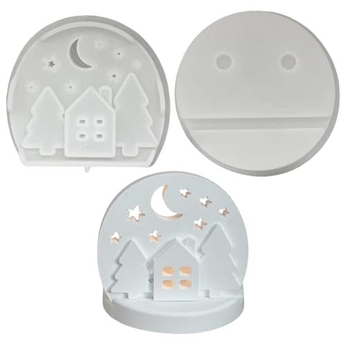 Silikonform Weihnachten, Silikonformen GießFormen Kerzenhalter, Adventsdeko GießFormen Silikon Gips Zum GießEn Wiederverwendbar GießForm Kerzenhalter, FüR Diy VielfäLtige Bastelarbeiten (D) von Xevinas