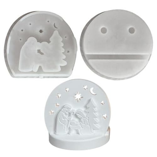 Silikonform Weihnachten, Silikonformen GießFormen Kerzenhalter, Adventsdeko GießFormen Silikon Gips Zum GießEn Wiederverwendbar GießForm Kerzenhalter, FüR Diy VielfäLtige Bastelarbeiten (E) von Xevinas
