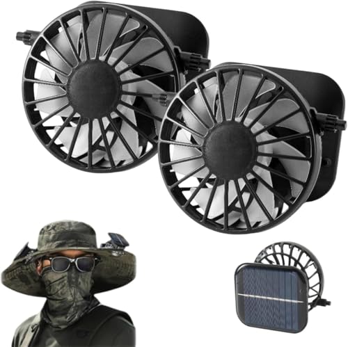 Solar Ventilator Ersatz, Tragbarer Solar Ventilator Outdoor Mit Verstellbare Winkelhalterung, ventilator Solarbetrieben Als Hutersatz, Wetterfeste Leichter Solarlüfter, Für Outdoor Und Angeln (2STK) von Xevinas
