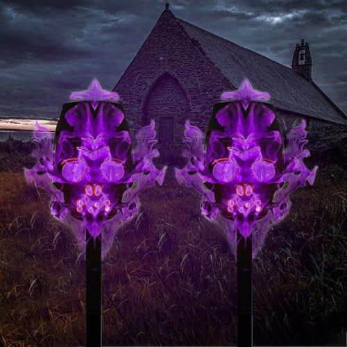Solarlampen Für Außen, 2 Stück Schädel Solarleuchten Halloween Deko, Fackeln Für Draußen Mit Realistischer Led Flammeneffekt, Wasserdicht Energiesparend Für Halloween Beleuchtung Outdoor Solarlampen Für Außen, 2 Stück Schädel Solarleuchten Halloween Deko, Fackeln Für Draußen Mit Realistischer Led Flammeneffekt, Wasserdicht Energiesparend Für Halloween Beleuchtung Outdoor von Xevinas