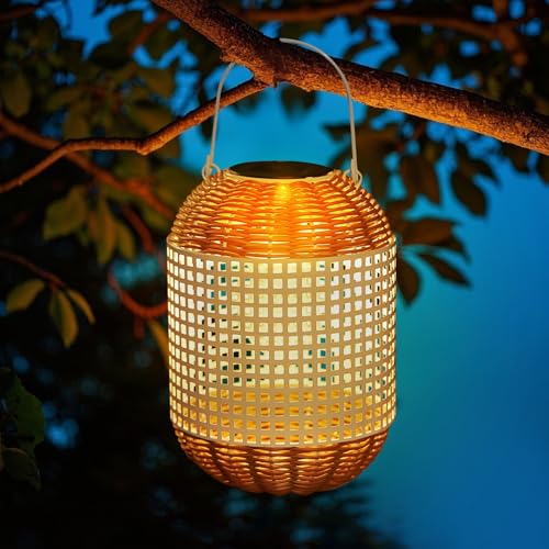 Solarlampen Für Außen, Rattan Gartendeko Für Draußen Wetterfest, Solarleuchten Garten Im Böhmischen Stil Mit LED-Glühbirne Hängend/Stehend, Gartendeko Wetterfest IP65 Für Balkon Deko von Xevinas