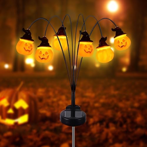 Xevinas Solarlampen Für Außen Garten | Halloween Deko Garten | Firefly Solar Gartenleuchten | 2 Leuchtenden Modi, Wasserdicht, Wetterfest, 6 Lichter von Xevinas