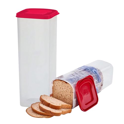 Toastbrot Aufbewahrungsbox | Bread Box | Brotaufbewahrung | Brotspender Mit Deckel | Frischbrotdose Extrem Stabil Premium Brotkasten Zum Hochschieben Toastbehälter (BPA-Frei) (Rot) von Xevinas