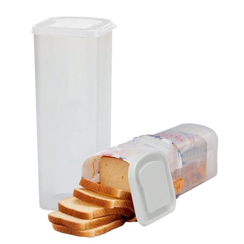 Toastbrot Aufbewahrungsbox | Bread Box | Brotaufbewahrung | Brotspender Mit Deckel | Frischbrotdose Extrem Stabil Premium Brotkasten Zum Hochschieben Toastbehälter (BPA-Frei) (Weiß) von Xevinas