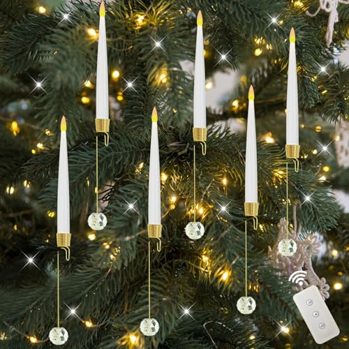 Weihnachtsbaumkerzen Kabellos, 6stk Christbaumkerzen Led Kabellos Mit Metallhaken, Led Kerzen Mit Timerfunktion Mit Fernbedienung Batteriebetriebene, Weihnachtsbaumbeleuchtung Weihnachtsdeko (A) von Xevinas