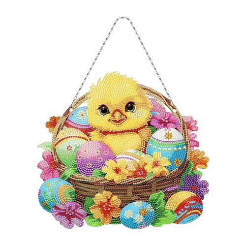 Xevinas 5D Diamond Painting Set Osterdeko, DIY Ostern Diamant Painting Türkranz, Osterhase Ostereier Diamond Painting Ostern Deko für Home Wall Decor für Erwachsene, Kinder (B) von Xevinas