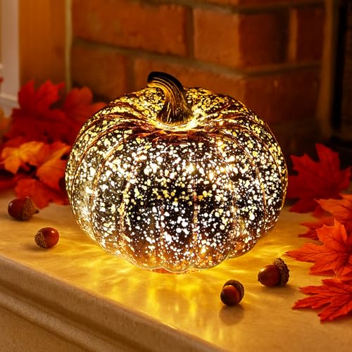 Xevinas Herbstdeko Kürbis Deko, LED Kürbis Beleuchtet Mit Timerfunktion, 15,5 X 15,5 X 17 cm Herbstdeko Tisch kürbis Led Laterne Deko Figuren, Licht Fur Tischdeko,Halloween Deko,Autumn Decor (D) von Xevinas