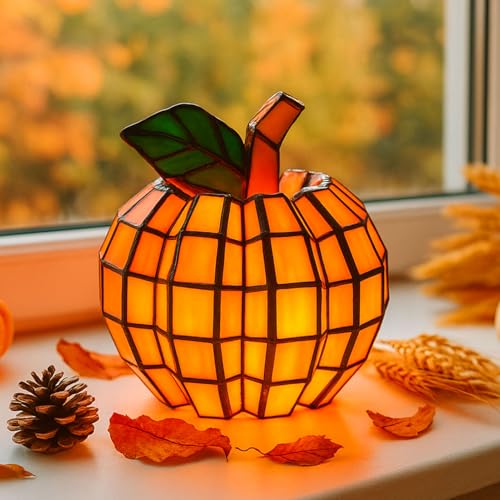 Xevinas Herbstdeko Kürbis Deko, LED Kürbis Beleuchtet Mit Timerfunktion, 15,5 X 15,5 X 17 cm Herbstdeko Tisch kürbis Led Laterne Deko Figuren, Licht Fur Tischdeko,Halloween Deko,Autumn Decor (E) von Xevinas