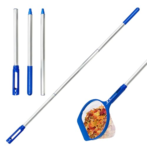 Xevinas Pool Kescher, 141,7cm Pool Kescher Mit Teleskopstange, Pool Zubehör 17 cm Tief Kescher Feinmaschig, Abnehmbare Ausziehbar Einfache Installation Pool Reinigungsset (Abnehmbare Teleskopstange) von Xevinas