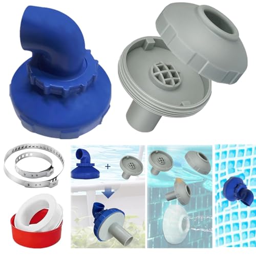 Xevinas Pool EinlaufdüSe Drehbar 360°, Pool ZubehöR Pool DüSe Set, Pool AuslassdüSe Pool AuslassdüSe 32mm Mit 2 STK Schlauchschellen Und 10m Rolle Wasserdichtes Dichtungsband, Für Intex Bestway Pool von Xevinas