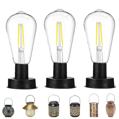 Solarlampen Für Außen | 3 StüCk Solar Glühbirne Solarleuchten Ersatzteile Für Gartenleuchten | 8cm Solarlaterne,Lampions Außen Wetterfest,solar Hängelampe Outdoor,Solar Camping Lampe (3stk) von Xevinas