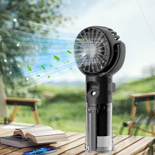 Xevinas Handventilator, Mini Ventilator Mit Wassernebel, 4 Modi Und SchlüSselband, 180° Verstellbarer, Tragbarer Handventilator Akku Aufladbar Usb Ventilator Akku Für Büro,Reise,Camping von Xevinas