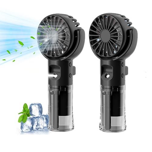 Xevinas Tragbarer Handventilator Mit Wasser | 2 In 1 Mini Ventilator USB | 800 MAh Handventilator Mit Wasserkühlung | Wasserventilator Mit 4 Geschwindigkeiten Für Büro,Reise Und Camping (Schwarz*2) von Xevinas