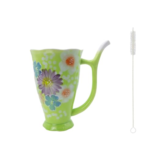500ml Groß Tasse, Keramik Kaffee Tassen, Tasse Blumen, Tasse Zitrone, Der Griff Kann Als Strohhalm Verwendet Werden (Blumen) von Xfeyaqlo