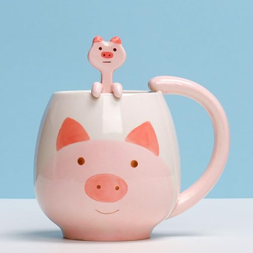 Schwein Tasse, Cappuccino Tassen Keramik, Becher Kaffee Milchbecher Frühstückstasse mit Löffel von Xfeyaqlo