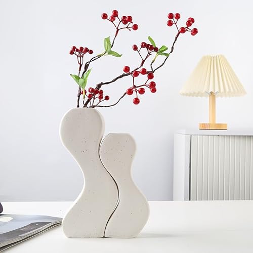 Vase Modern, Satz Von 2 Vasen Deko Keramik Vase Blumenvase Menschliche Form (Weiß, Weiß) von Xfeyaqlo