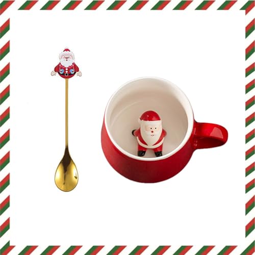 Weihnachtsmann Tasse Weihnachtsbaum Tasse Schneemann Tasse Rentier Tasse Weihnachten Tassen Weihnachtstassen Rot Weihnachtsbecher Porzellan Weihnachten Geschenke, Keramik 350ml (Weihnachtsmann) von Xfeyaqlo