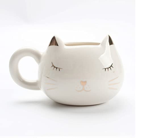 katzen kaffeetasse katze tasse tee Weiß becher katze 3D teetasse katze Edel und elegant süße tasse geschenk katzenliebhaber als Geschenk für einen Freund, Keramisch, 350ml von Xfeyaqlo