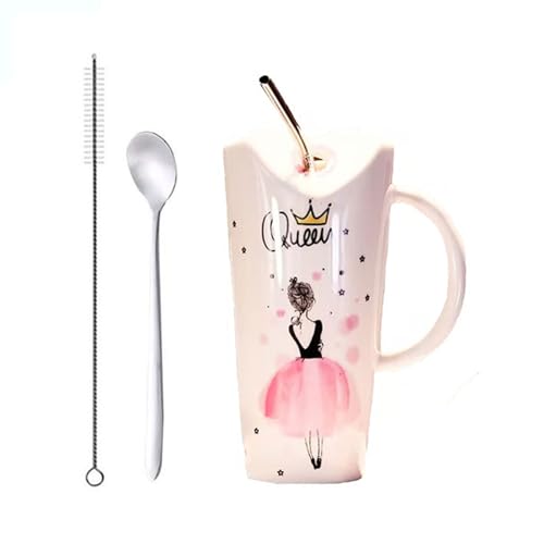 Xfeyaqlo Becher mädchen Tasse Geschenk Frau, Kaffeebecher Frühstückstasse Groß, Selbstbewusste Königin, Gut als Geschenk für Ihre Freundin oder Frau, Keramisch, 600ml (B) von Xfeyaqlo