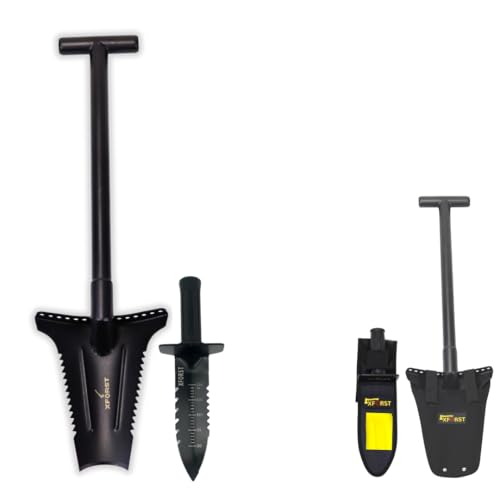 Xforst Spaten mit Würzelsäge X-SZ1+ Grabungsmesser X-GM300, ideal für Metaldetektor, Survivor, Camping und Garten von Xforst