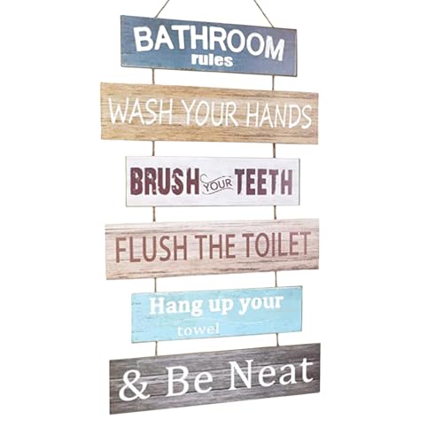 Xgvzs 1 x Badezimmer-Regeln, Schilder, Badezimmer-Dekorationen, Wandkunst, Holzschild für Toilette für Toilette, Wandbehang, Dekoration, Bauernhaus Xgvzs 1 x Badezimmer-Regeln, Schilder, Badezimmer-Dekorationen, Wandkunst, Holzschild für Toilette für Toilette, Wandbehang, Dekoration, Bauernhaus von Xgvzs