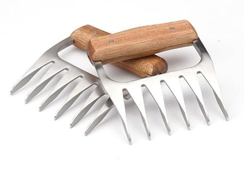 XhWser Ein multifunktionaler Fleischzerkleinerer aus Edelstahl mit Holzgriff und Anti-Verbrühungs-Funktion, zum Grillen und Lösen von Fleisch, langlebig, erschwinglich und praktisch von XhWser