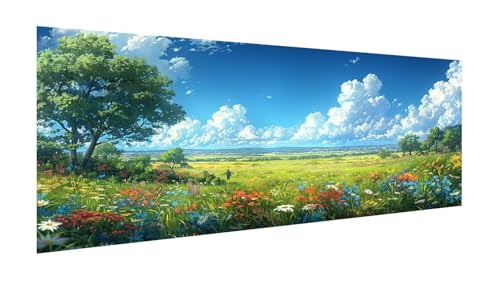 Diamond Painting Rasen Diamant Painting Bilder Erwachsene, 5D Diamond-painting Blume Malen Nach Zahle Kinder Anfänger, DIY Mosaikherstellung Basteln Mädchen Geschenke, Deko Wohnzimmer 140x70cm X2-763 von Xhgtehng