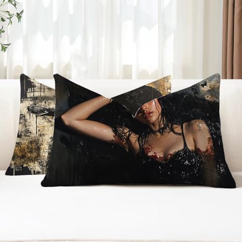 Kissenbezug 40x70 2 Stück Outdoor Kissen Frau Sofakissen Rechteckig Kissenbezüge Schwarz Doppelseitig Samt Kissenhüllen für Deko Wohnzimmer Bett Terrassen Herbst Garten Sofa Kissen Aesthetic G1-746 Kissenbezug 40x70 2 Stück Outdoor Kissen Frau Sofakissen Rechteckig Kissenbezüge Schwarz Doppelseitig Samt Kissenhüllen für Deko Wohnzimmer Bett Terrassen Herbst Garten Sofa Kissen Aesthetic G1-746 von Xhgtehng