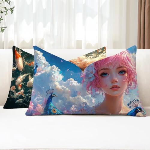 Kissenbezug 40x70 2 Stück Outdoor Kissen Pfau Sofakissen Rechteckig Kissenbezüge Mädchen Doppelseitig Samt Kissenhüllen für Deko Wohnzimmer Bett Terrassen Herbst Garten Sofa Kissen Aesthetic G1-725 Kissenbezug 40x70 2 Stück Outdoor Kissen Pfau Sofakissen Rechteckig Kissenbezüge Mädchen Doppelseitig Samt Kissenhüllen für Deko Wohnzimmer Bett Terrassen Herbst Garten Sofa Kissen Aesthetic G1-725 von Xhgtehng